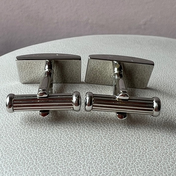 VINTAGE MONTBLANC RECTANGULAR MATTE STAINLESS STEEL CUFFLINKS MINT CONDITION - Picture 8 of 16